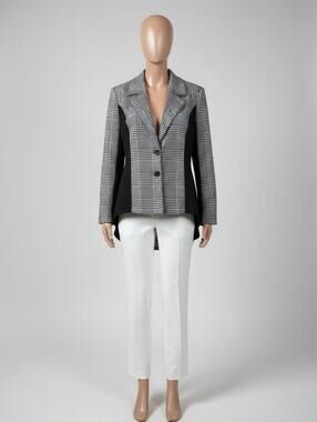 Venus Black and Gray Plaid Tailored Blazer Jacket SZ 10